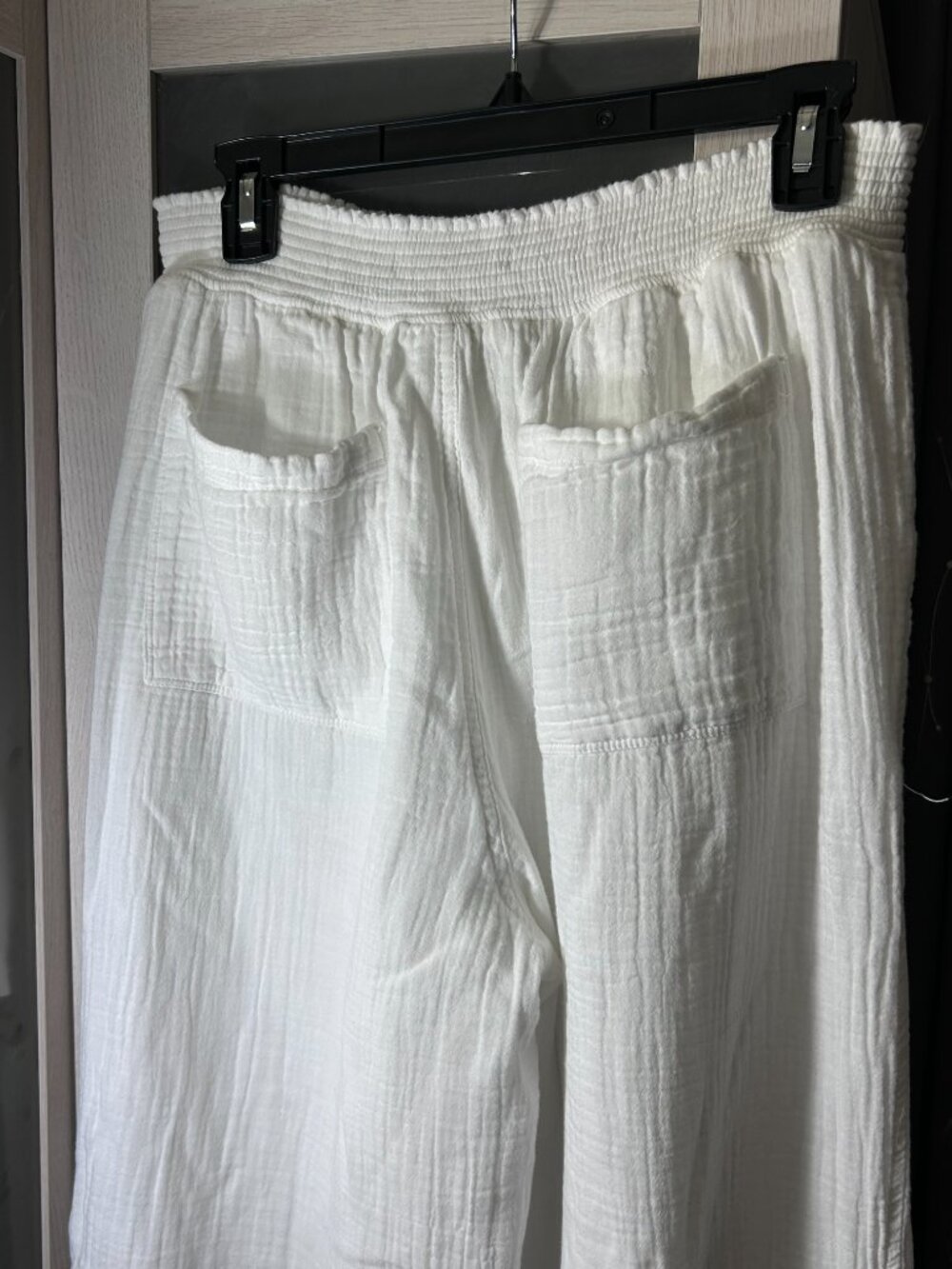 Women's S.O. 100% Cotton Wide-Leg Pant Suit (Size Large) — White - Picture 10 of 16